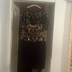 Black lace top dress with black skirt attached